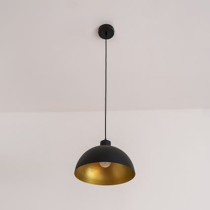 Hanglamp aan snoer VESPER 1xE27/15W/230 Ø 30 cm zwart/goud