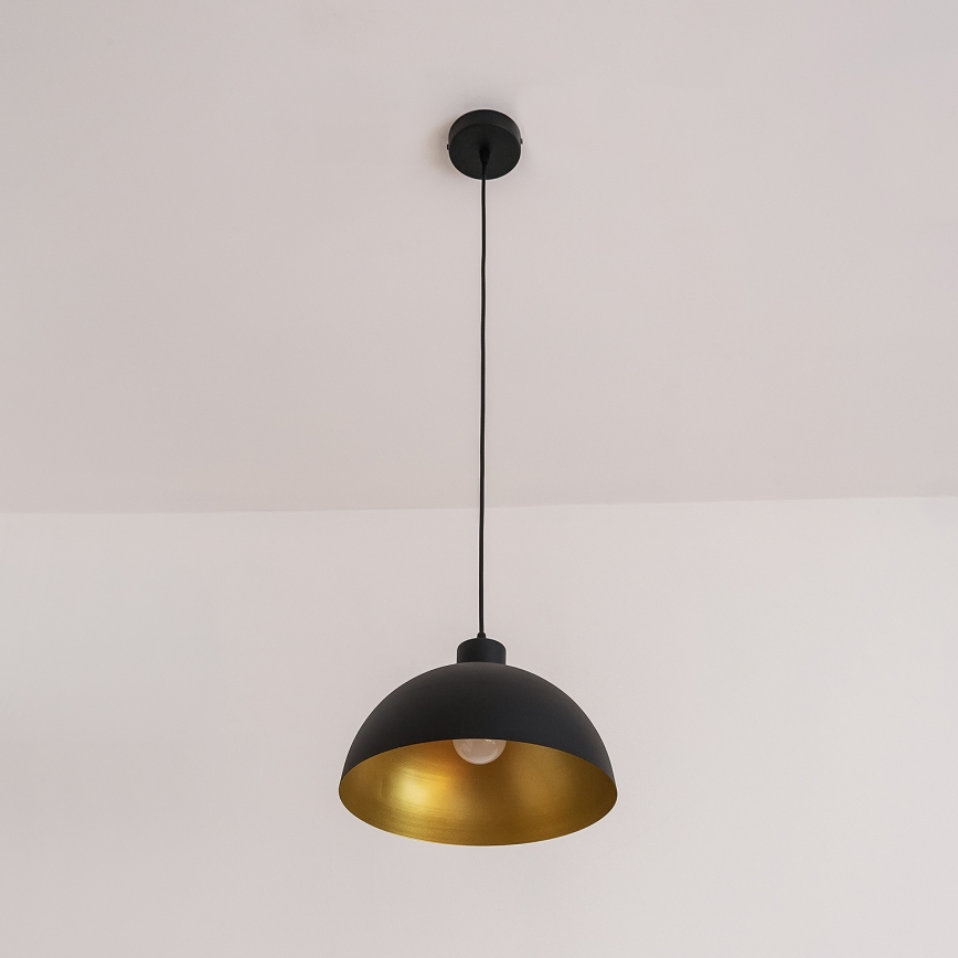 Hanglamp aan snoer VESPER 1xE27/15W/230 Ø 30 cm zwart/goud