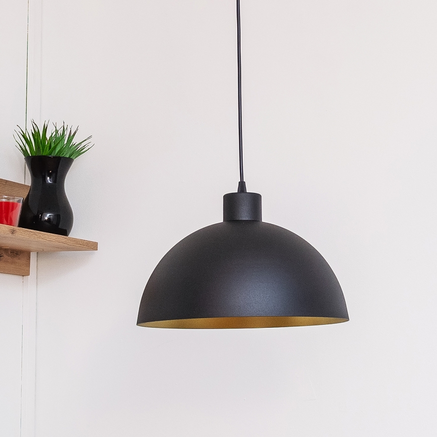 Hanglamp aan snoer VESPER 1xE27/15W/230 Ø 30 cm zwart/goud