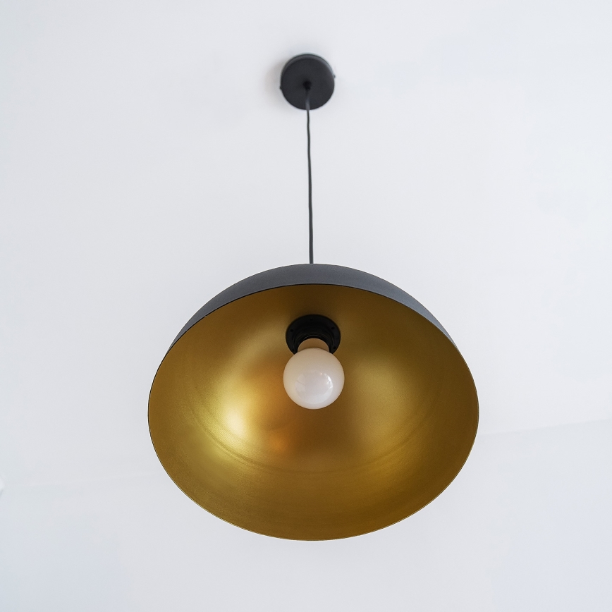 Hanglamp aan snoer VESPER 1xE27/15W/230 Ø 30 cm zwart/goud