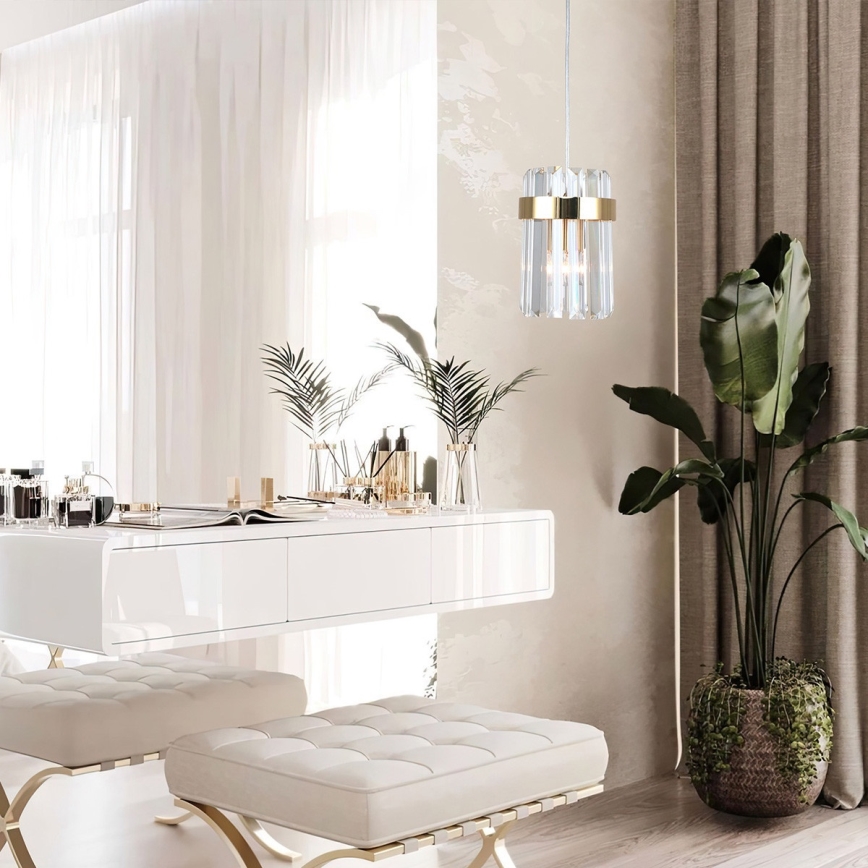 Hanglamp aan snoer VETRO 1xE14/10W/230V goudkleurig