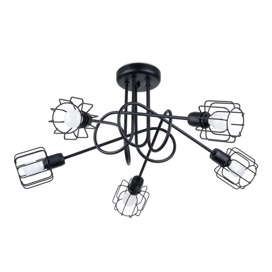 Hanglamp aan staaf BELUCI 5xE14/40W/230V zwart