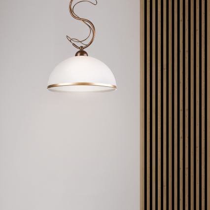 Hanglamp aan stang COBRA 1xE27/60W/230V Ø 46 cm brons/patina