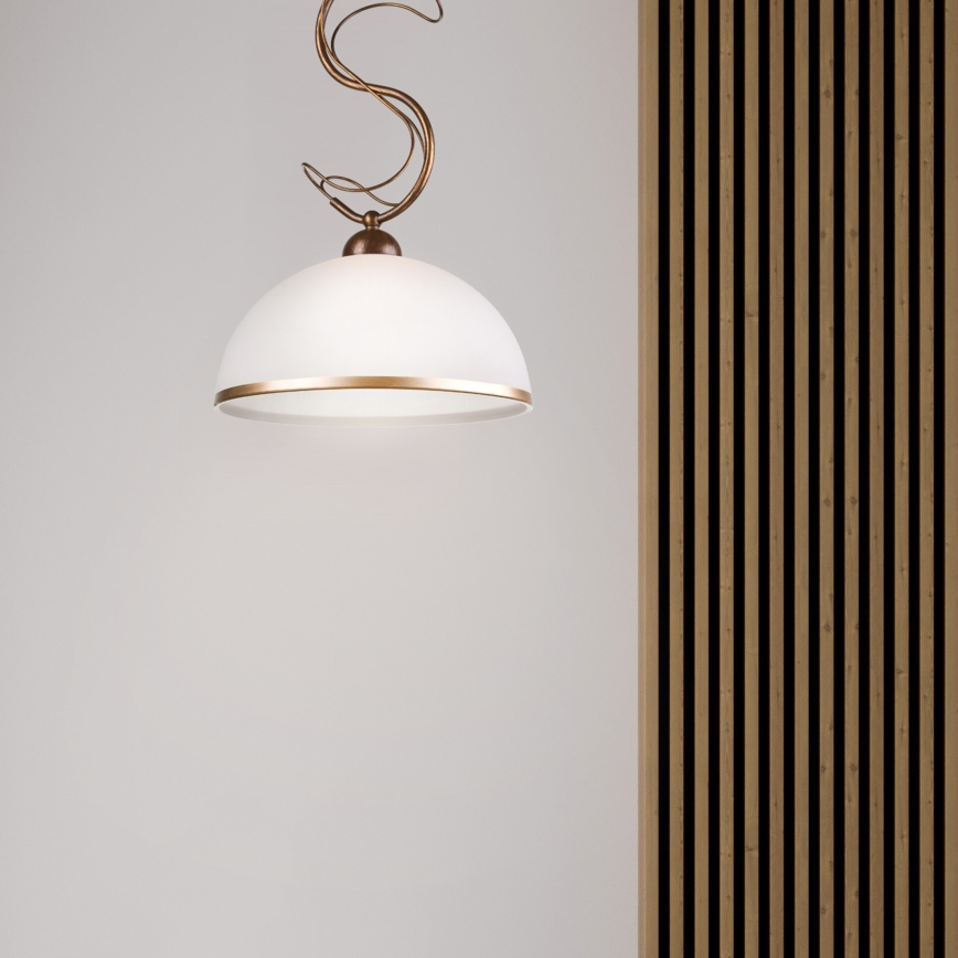 Hanglamp aan stang COBRA 1xE27/60W/230V Ø 46 cm brons/patina