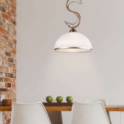 Hanglamp aan stang COBRA 1xE27/60W/230V Ø 46 cm brons/patina
