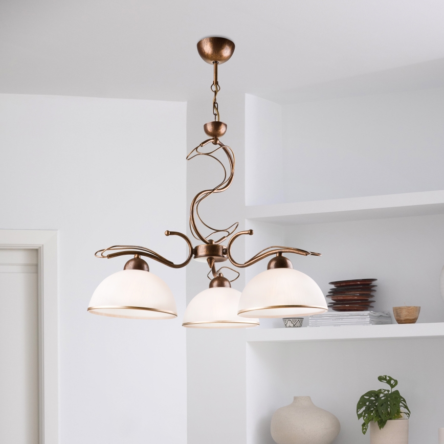Hanglamp aan stang COBRA 1xE27/60W/230V Ø 46 cm brons/patina