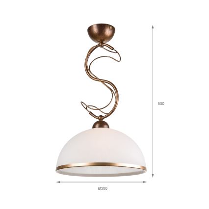 Hanglamp aan stang COBRA 1xE27/60W/230V Ø 46 cm brons/patina