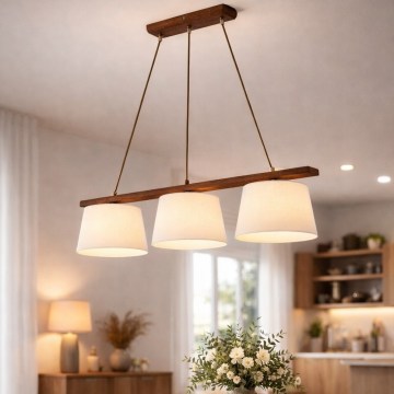 Hanglamp AIDA aan kabel, 3x E27, 60W, 230V, Ø 25 cm, eik/walnoot