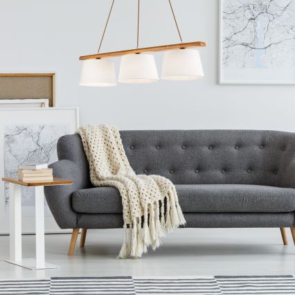 Hanglamp AIDA met kabel 3xE27/60W/230V Ø 25 cm eiken