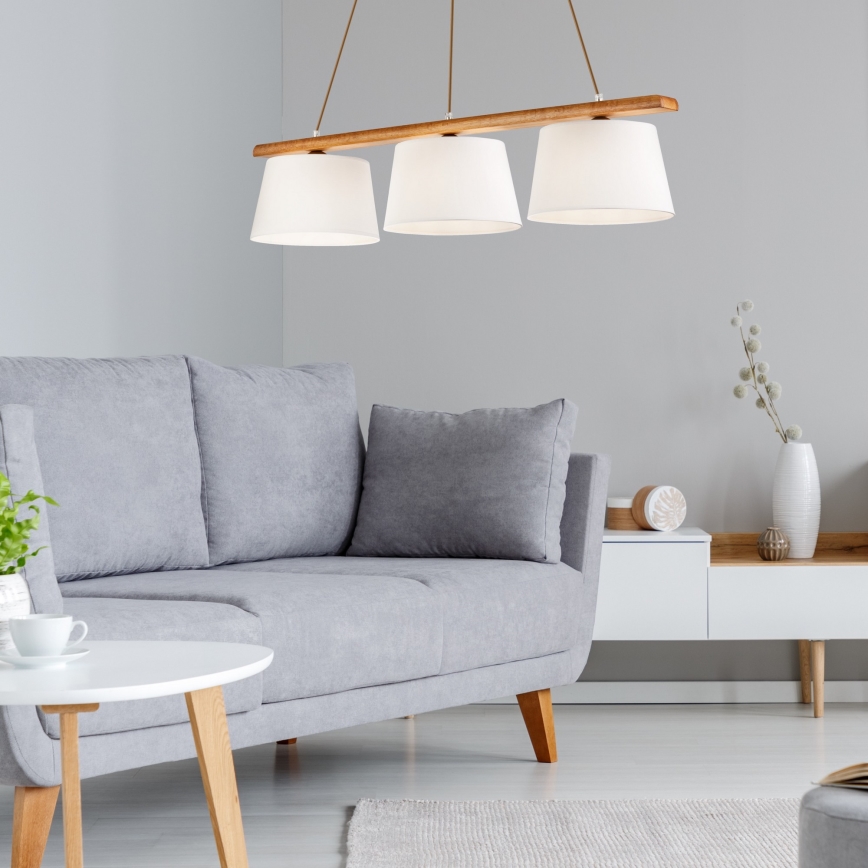 Hanglamp AIDA met kabel 3xE27/60W/230V Ø 25 cm eiken