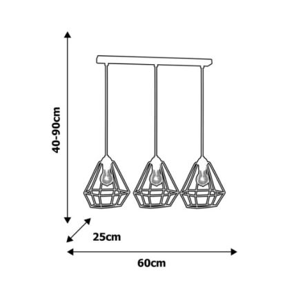 Hanglamp ALMA 3xE27/60W/230V wit