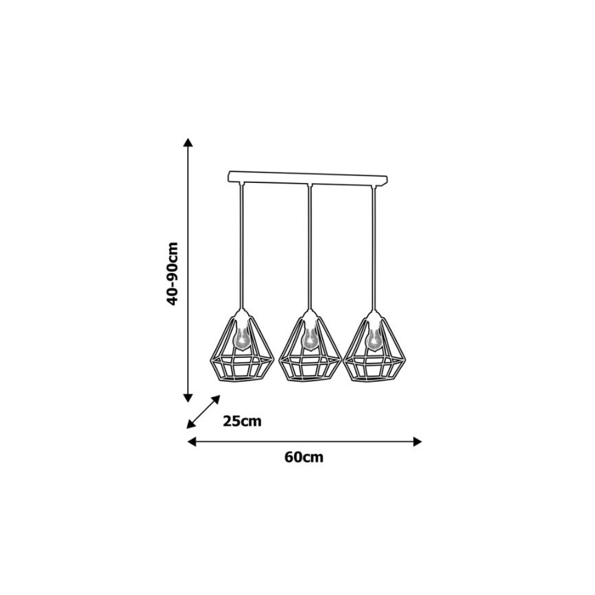 Hanglamp ALMA 3xE27/60W/230V wit
