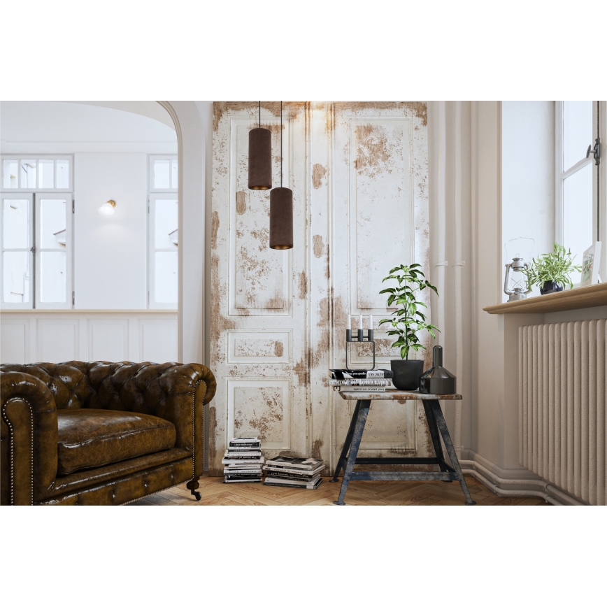 Hanglamp aan kabel AVALO 2xE27/60W/230V Ø 20 cm bruin/koper