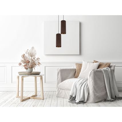 Hanglamp aan kabel AVALO 2xE27/60W/230V Ø 20 cm bruin/koper