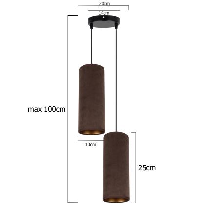 Hanglamp aan kabel AVALO 2xE27/60W/230V Ø 20 cm bruin/koper