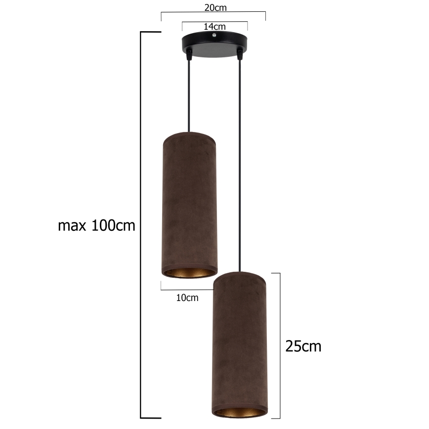 Hanglamp aan kabel AVALO 2xE27/60W/230V Ø 20 cm bruin/koper