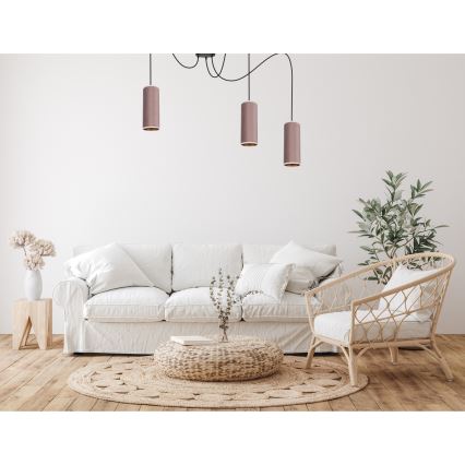 Hanglamp aan kabel AVALO 3xE27/60W/230V spin roze/koper