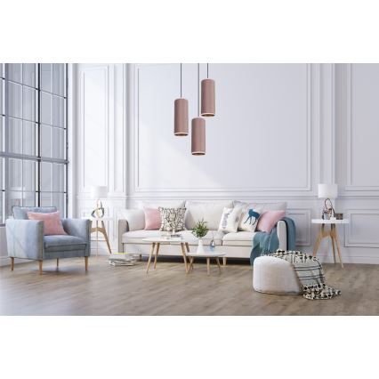 Hanglamp aan kabel AVALO 3xE27/60W/230V Ø 35 cm roze/koper