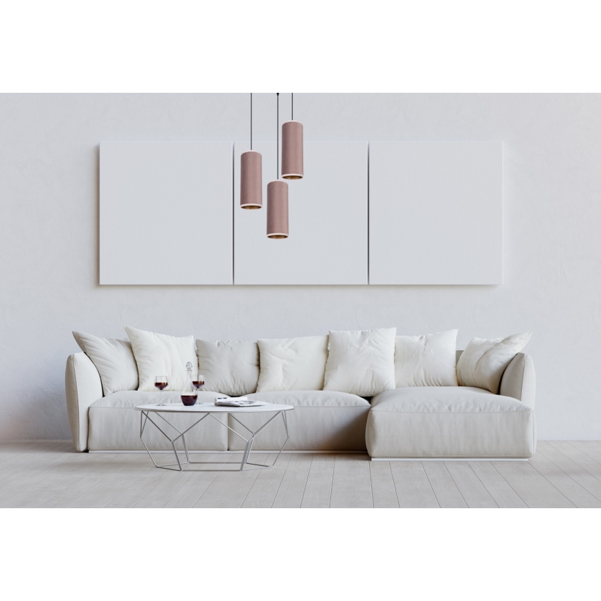 Hanglamp aan kabel AVALO 3xE27/60W/230V Ø 35 cm roze/koper