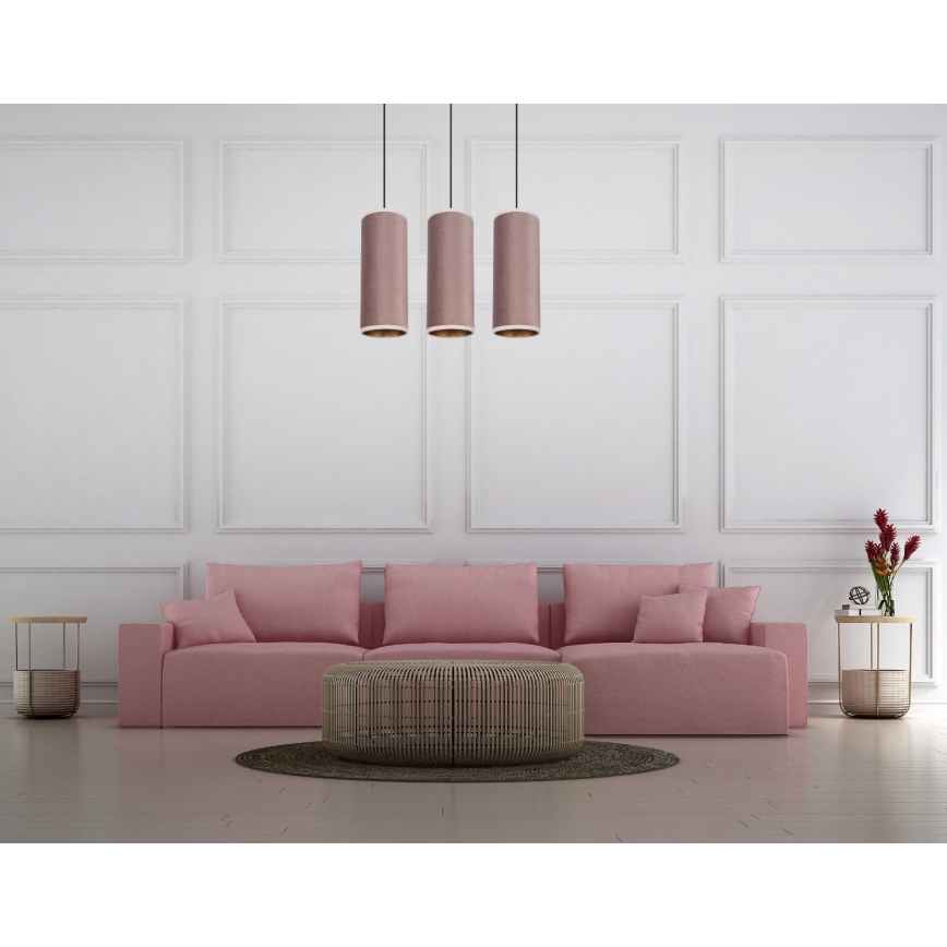 Hanglamp aan kabel AVALO 3xE27/60W/230V roze/koper