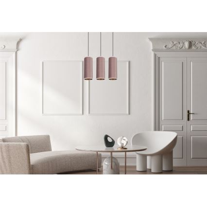 Hanglamp aan kabel AVALO 3xE27/60W/230V roze/koper