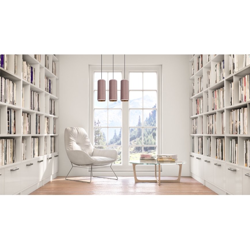Hanglamp aan kabel AVALO 3xE27/60W/230V roze/koper