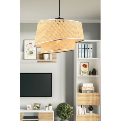 Hanglamp BARETTE 1xE27/60W/230V beige/glanzend chroom