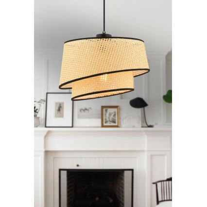 Hanglamp BARETTE 1xE27/60W/230V beige/zwart