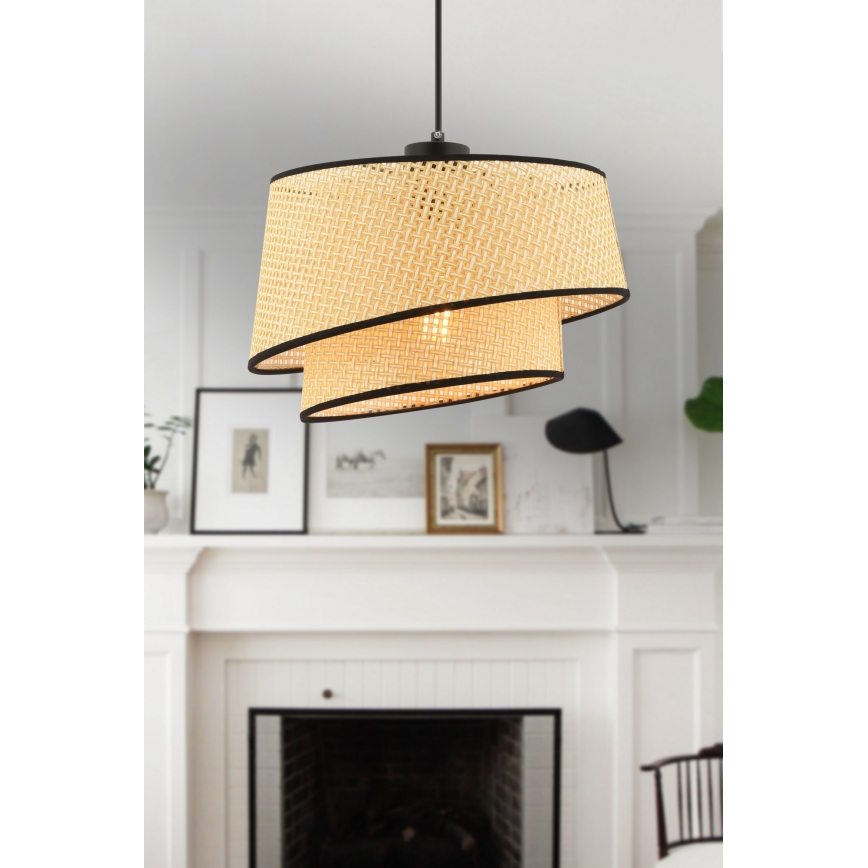 Hanglamp BARETTE 1xE27/60W/230V beige/zwart