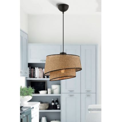 Hanglamp BARETTE 1xE27/60W/230V bruin/zwart