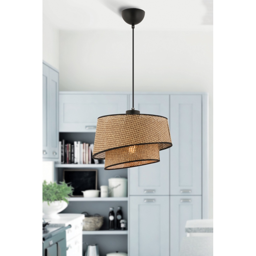 Hanglamp BARETTE 1xE27/60W/230V bruin/zwart