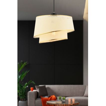 Hanglamp BARETTE 1xE27/60W/230V crèmekleurig/goud