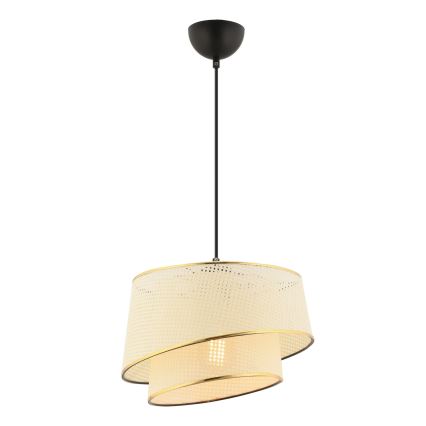 Hanglamp BARETTE 1xE27/60W/230V crèmekleurig/goud