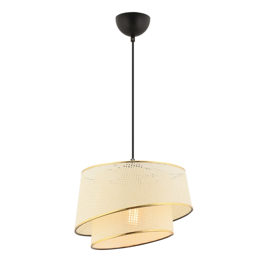 Hanglamp BARETTE 1xE27/60W/230V crèmekleurig/goud