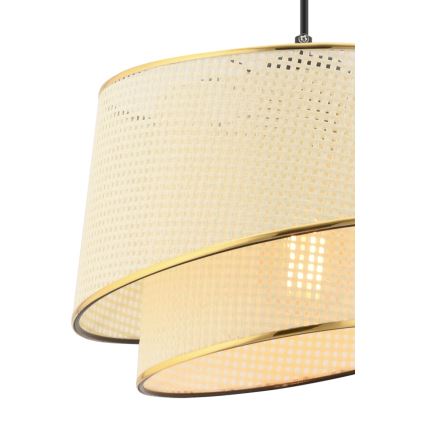 Hanglamp BARETTE 1xE27/60W/230V crèmekleurig/goud