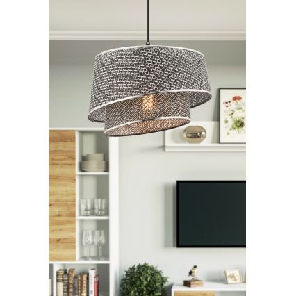 Hanglamp BARETTE 1xE27/60W/230V grijs/glanzend chroom
