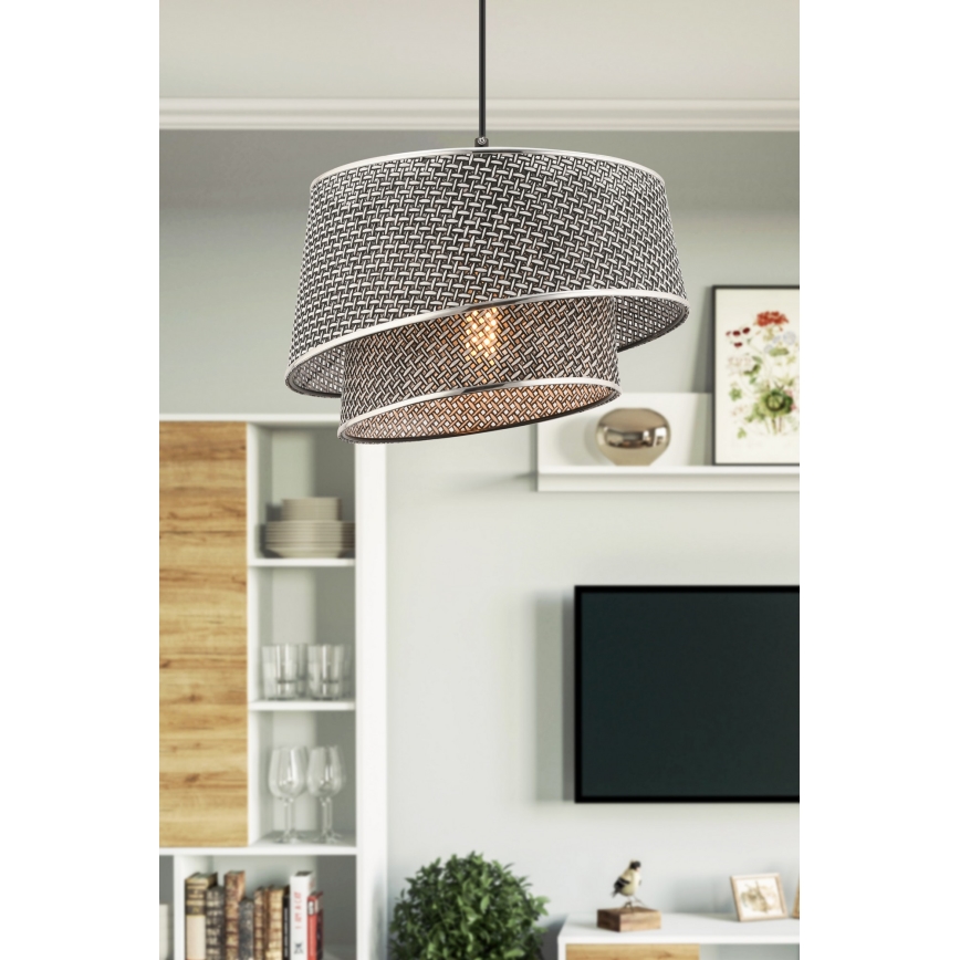 Hanglamp BARETTE 1xE27/60W/230V grijs/glanzend chroom
