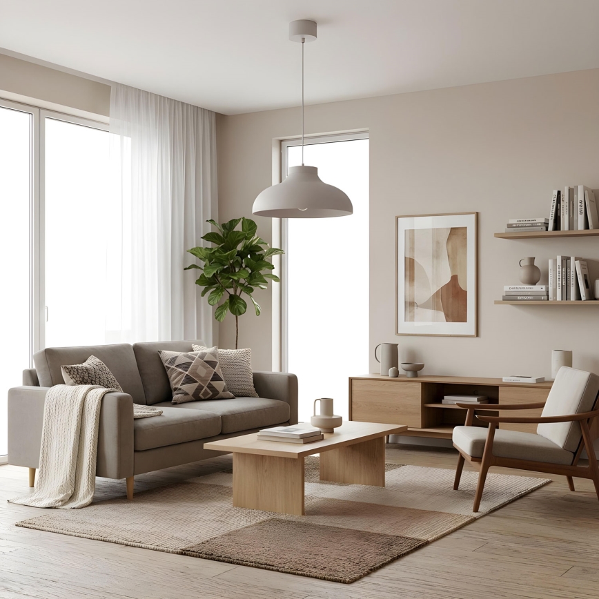 Hanglamp BASCA met snoer 1xE27/15W/230V crème