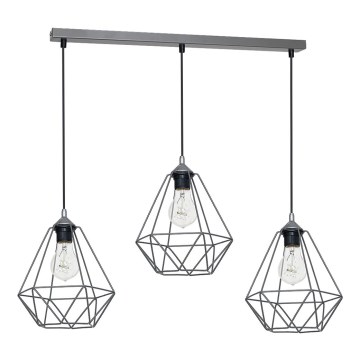 Hanglamp BASKET 3xE27/60W/230V grijs