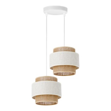 Hanglamp BOHO aan snoer 2xE27/60W/230V crème/jute