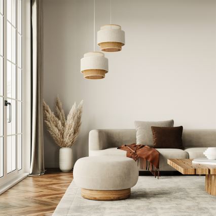 Hanglamp BOHO met snoer 2xE27/60W/230V wit/jute