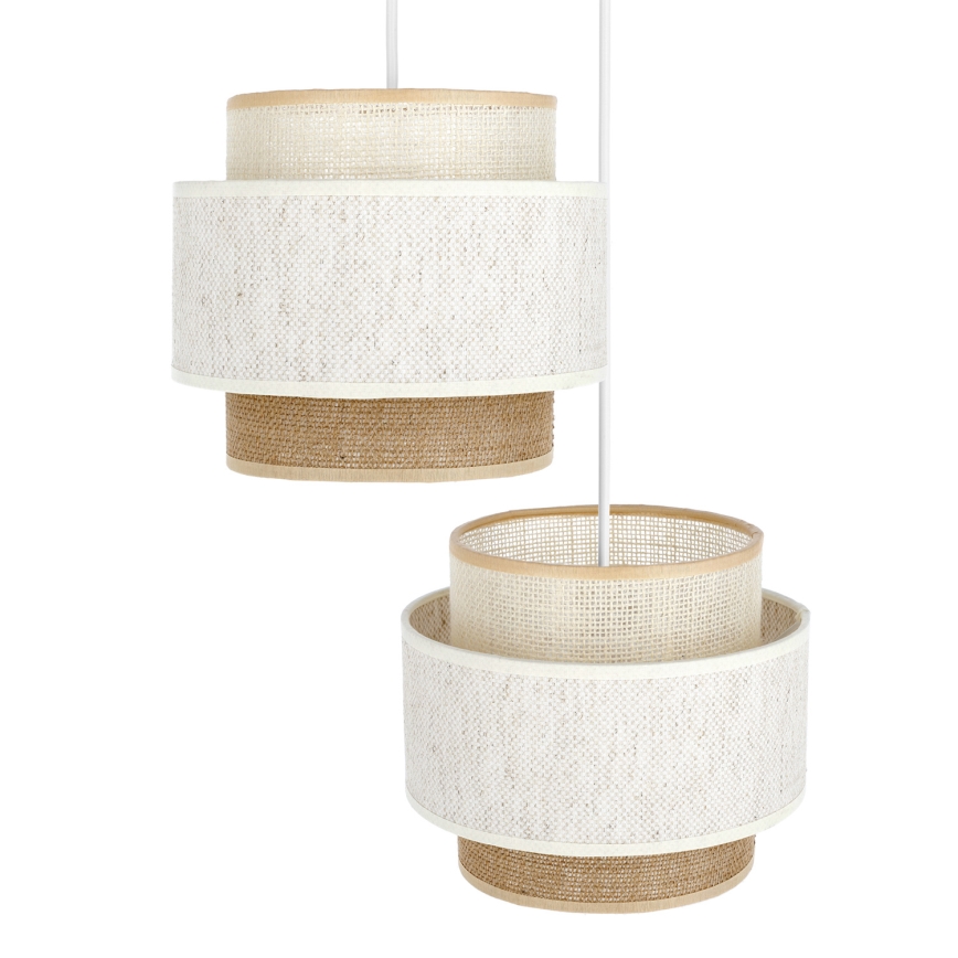 Hanglamp BOHO met snoer 2xE27/60W/230V wit/jute
