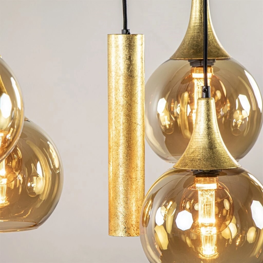 Hanglamp aan kabel CALYPSO 2xGU10/60W/230V + 3xE27/60W zwart/goud