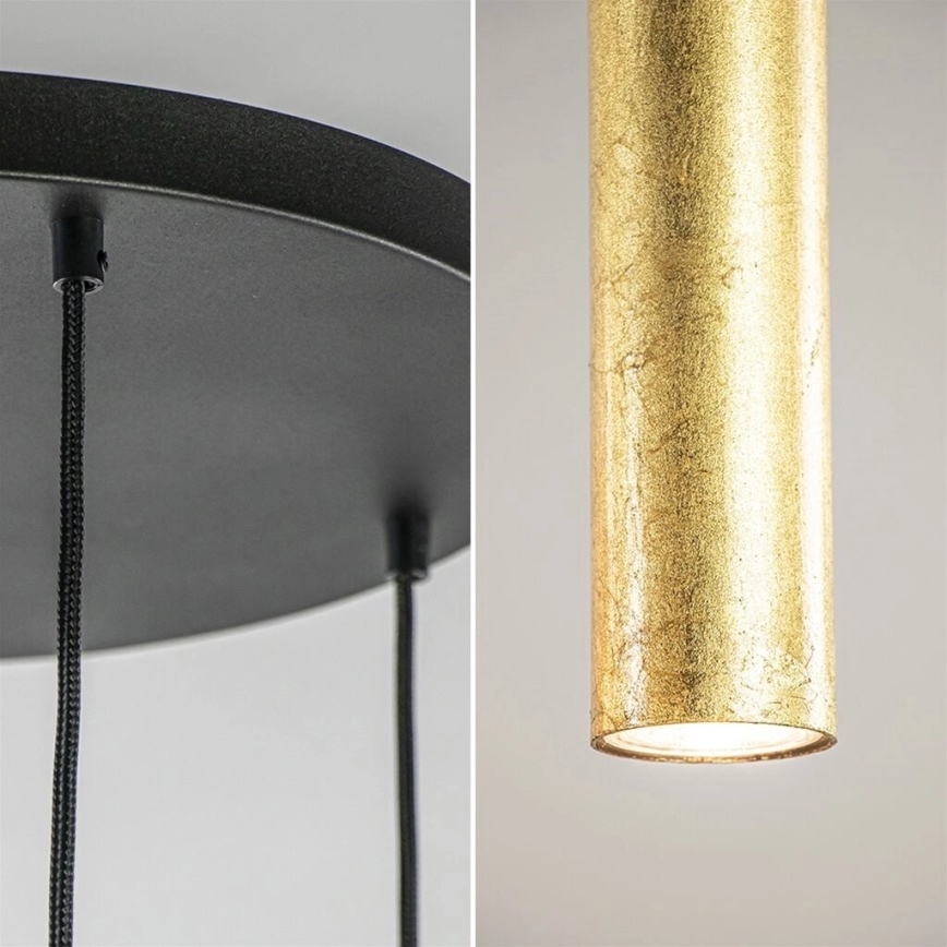 Hanglamp aan kabel CALYPSO 2xGU10/60W/230V + 3xE27/60W zwart/goud