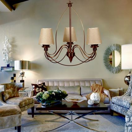 Hanglamp CLASSIC 3xE14/40W/230V brons/beige