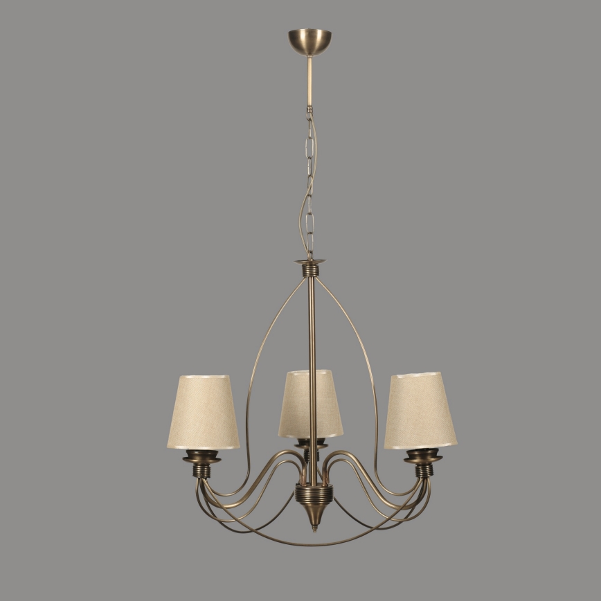Hanglamp CLASSIC 3xE14/40W/230V brons/beige