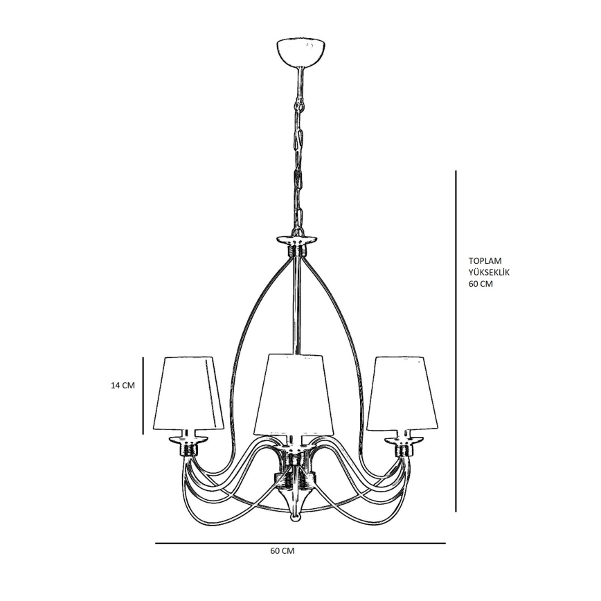 Hanglamp CLASSIC 3xE14/40W/230V brons/beige