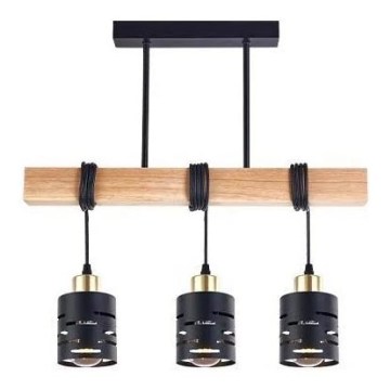Hanglamp ELEN met snoer 3xE27/35W/230V zwart/goud/bruin