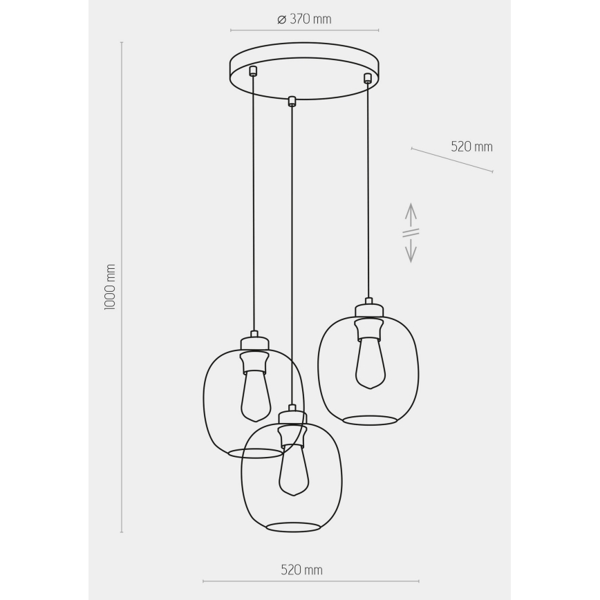Hanglamp aan kabel ELIO 3xE27/15W/230V