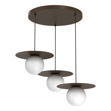 Hanglamp FLAT aan kabel, 3xE27/15W/230V, bruin